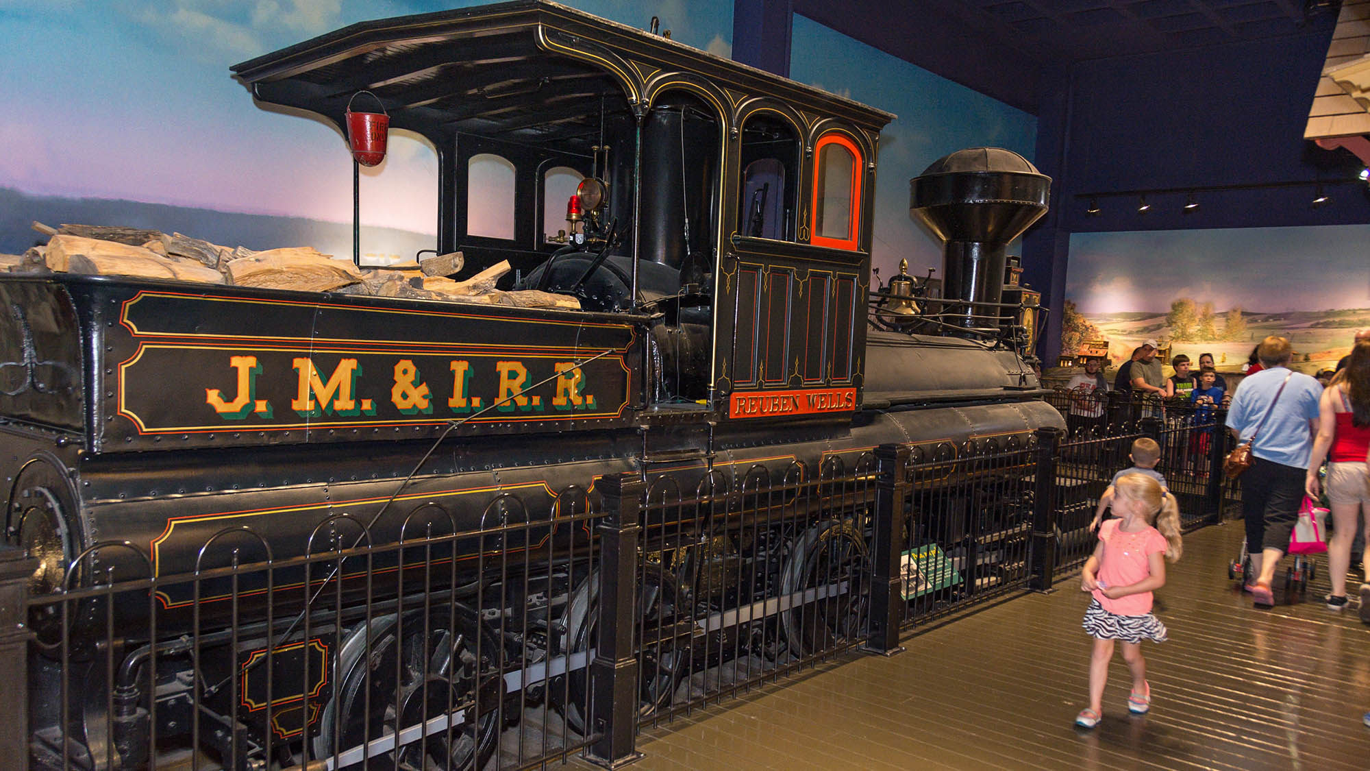 Large train inside the museum