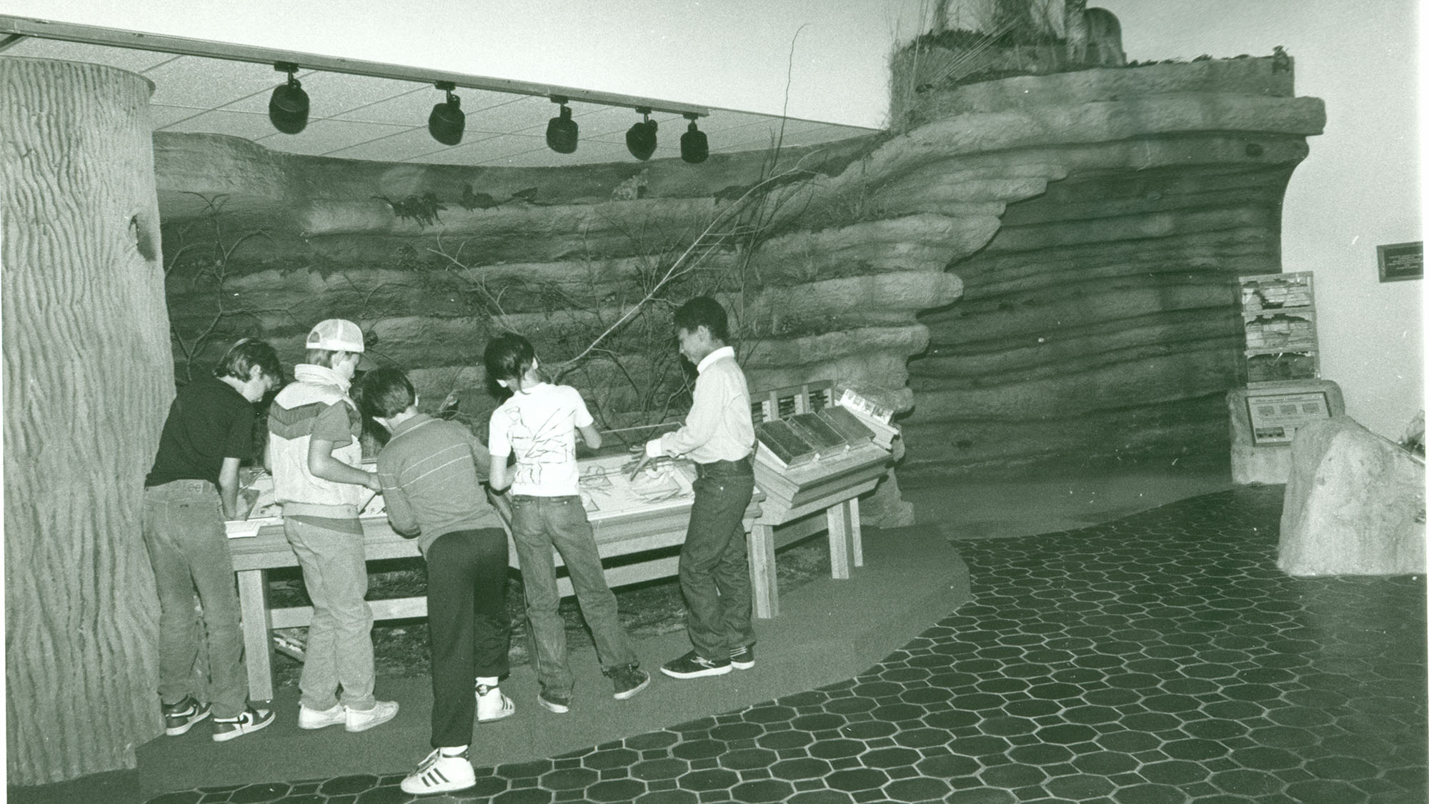 Historical photo of the cave exhibit