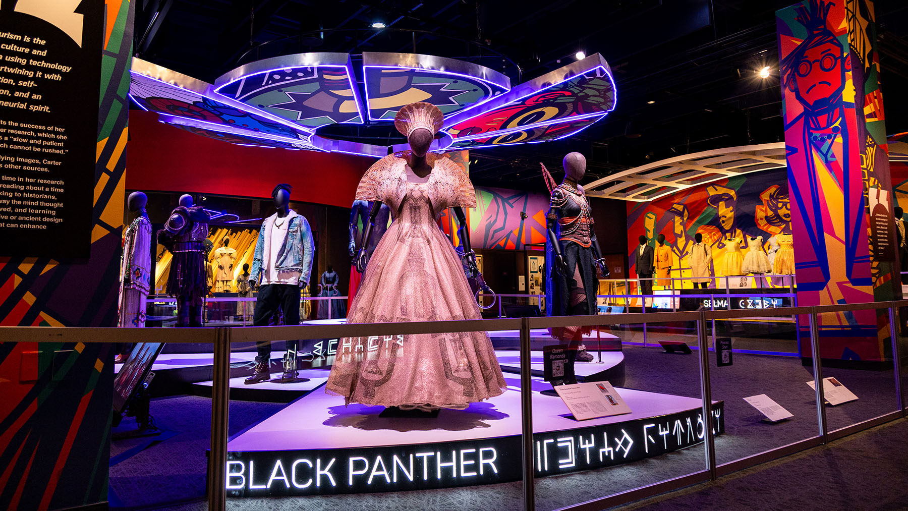 Wide shot of Black Panther costumes