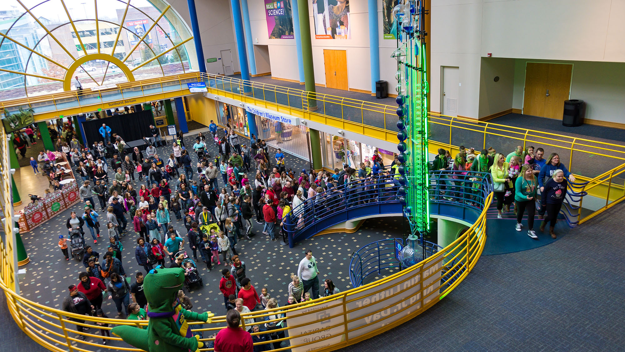 Crowd in Sunburst Atrium.