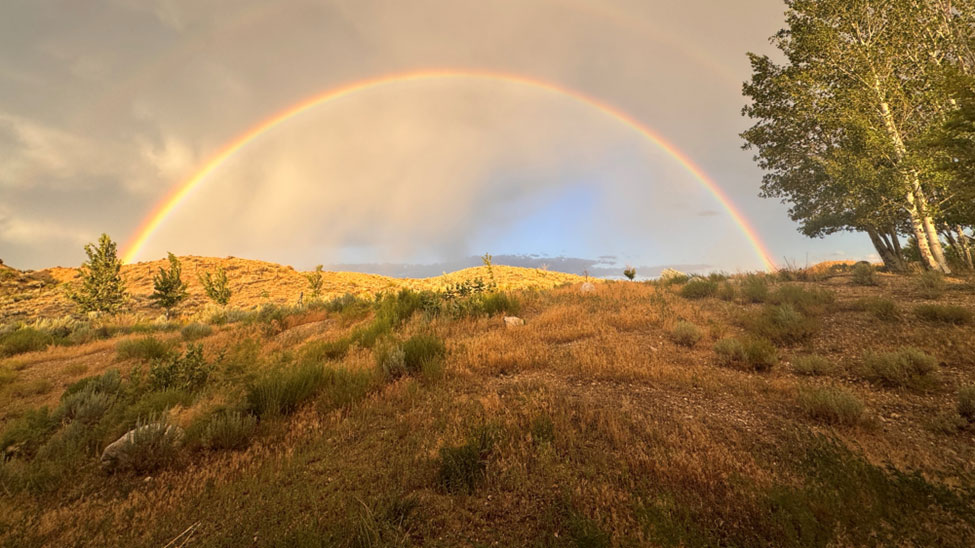 Rainbow at the Jurassic Mile in Wyoming.