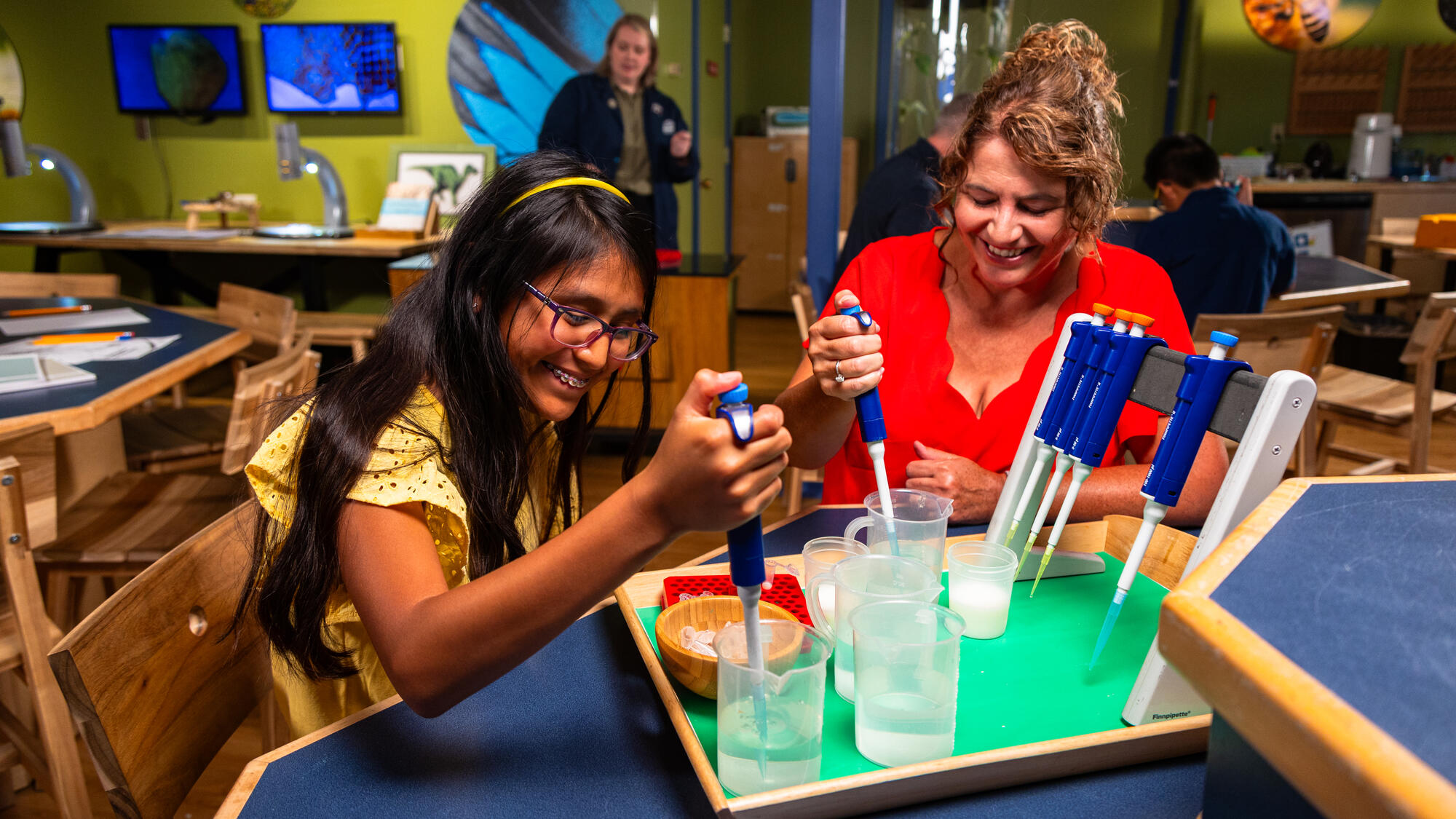 Students engaged in STEM learning activities