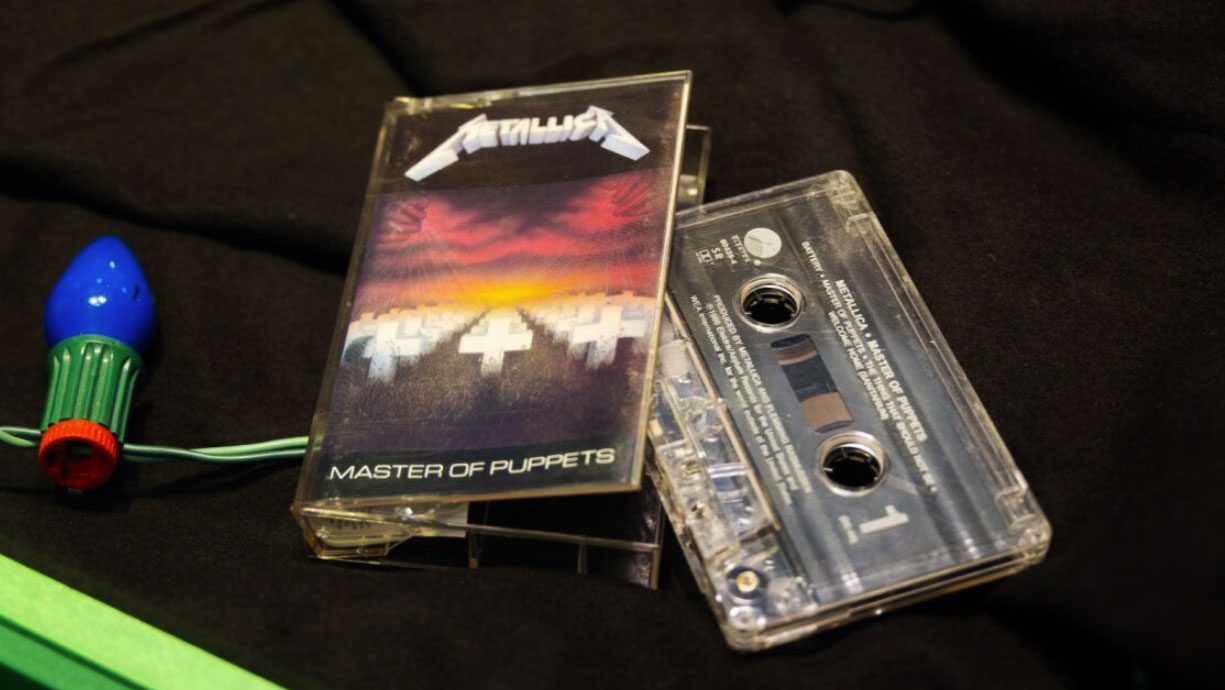 Metallica's Master of Puppets cassette case and tape.