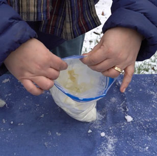 Homemade blubber glove.