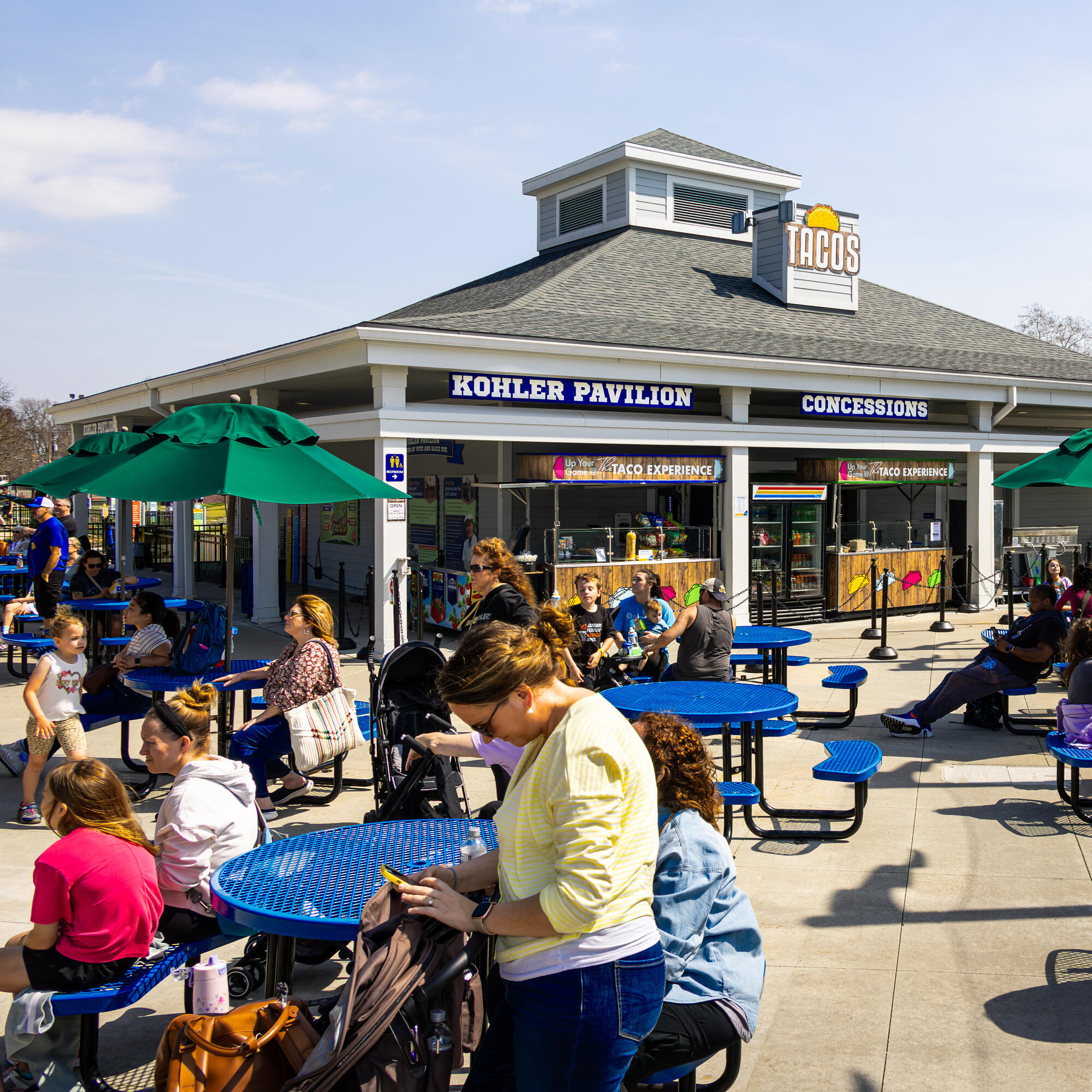 Taco stand in the Kohler Pavilion in the outdoor sports area.