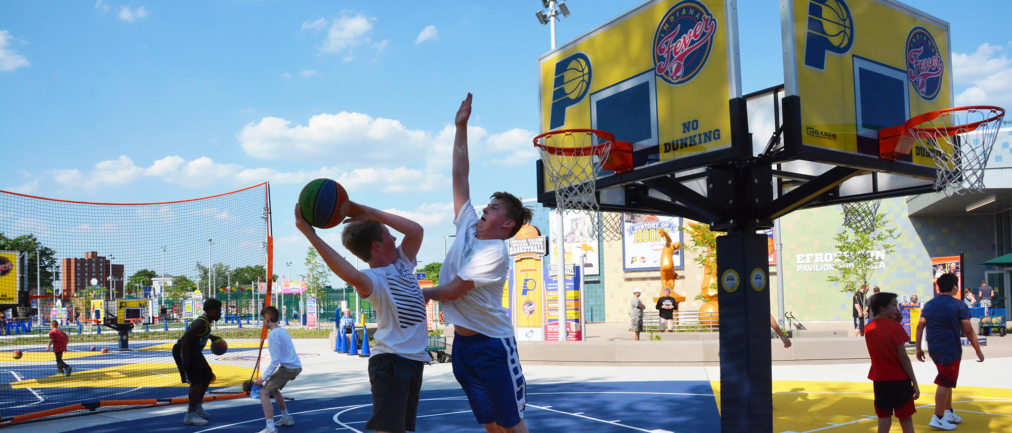 Children playing basketball