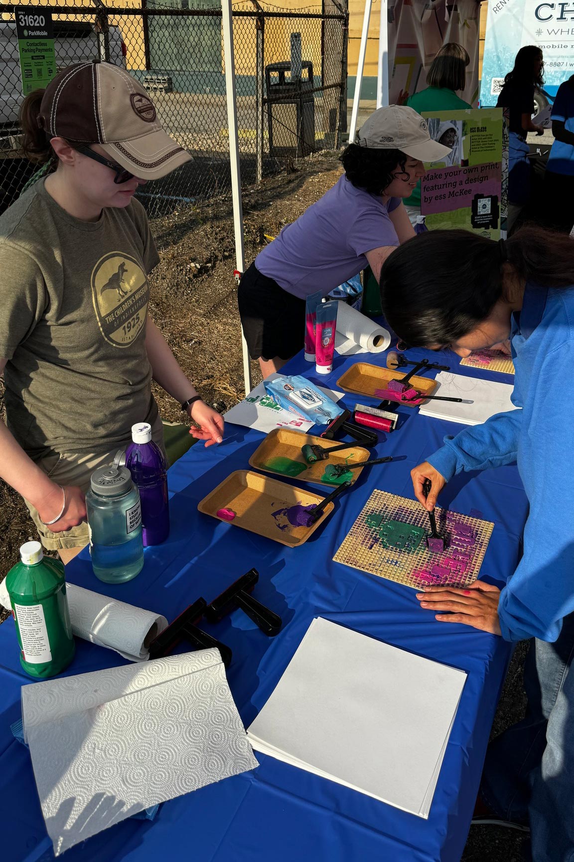 Table of artmaking supplies.