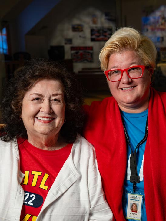 Jeanne White Ginder and Andrea White.