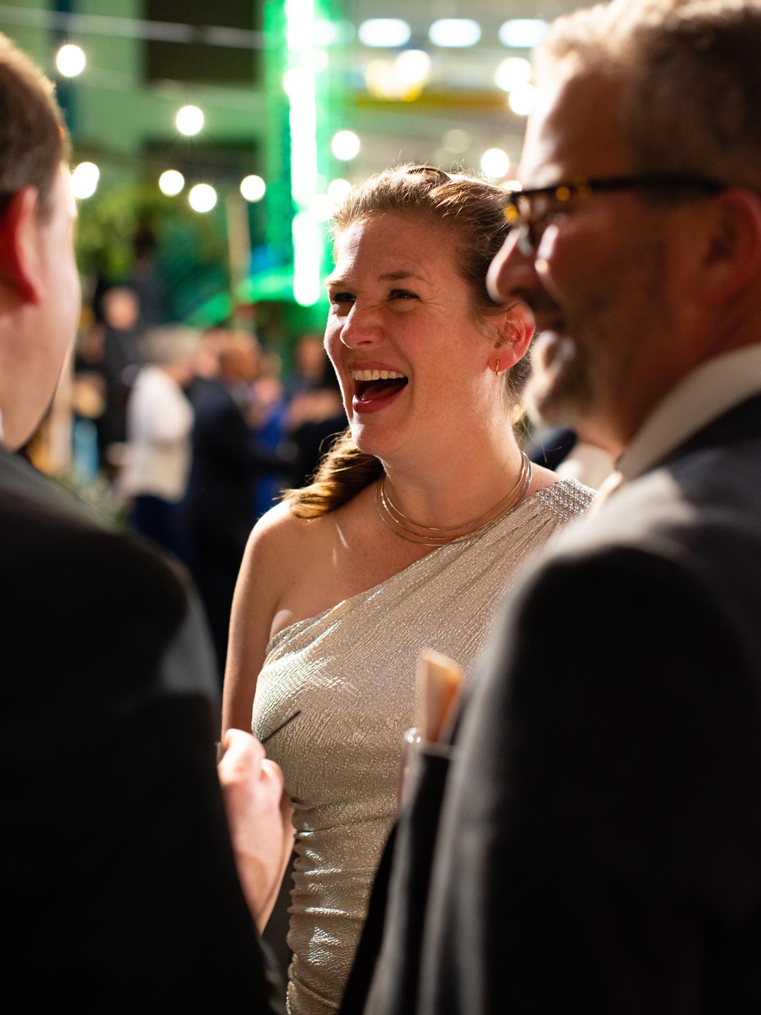 People talking and laughing.
