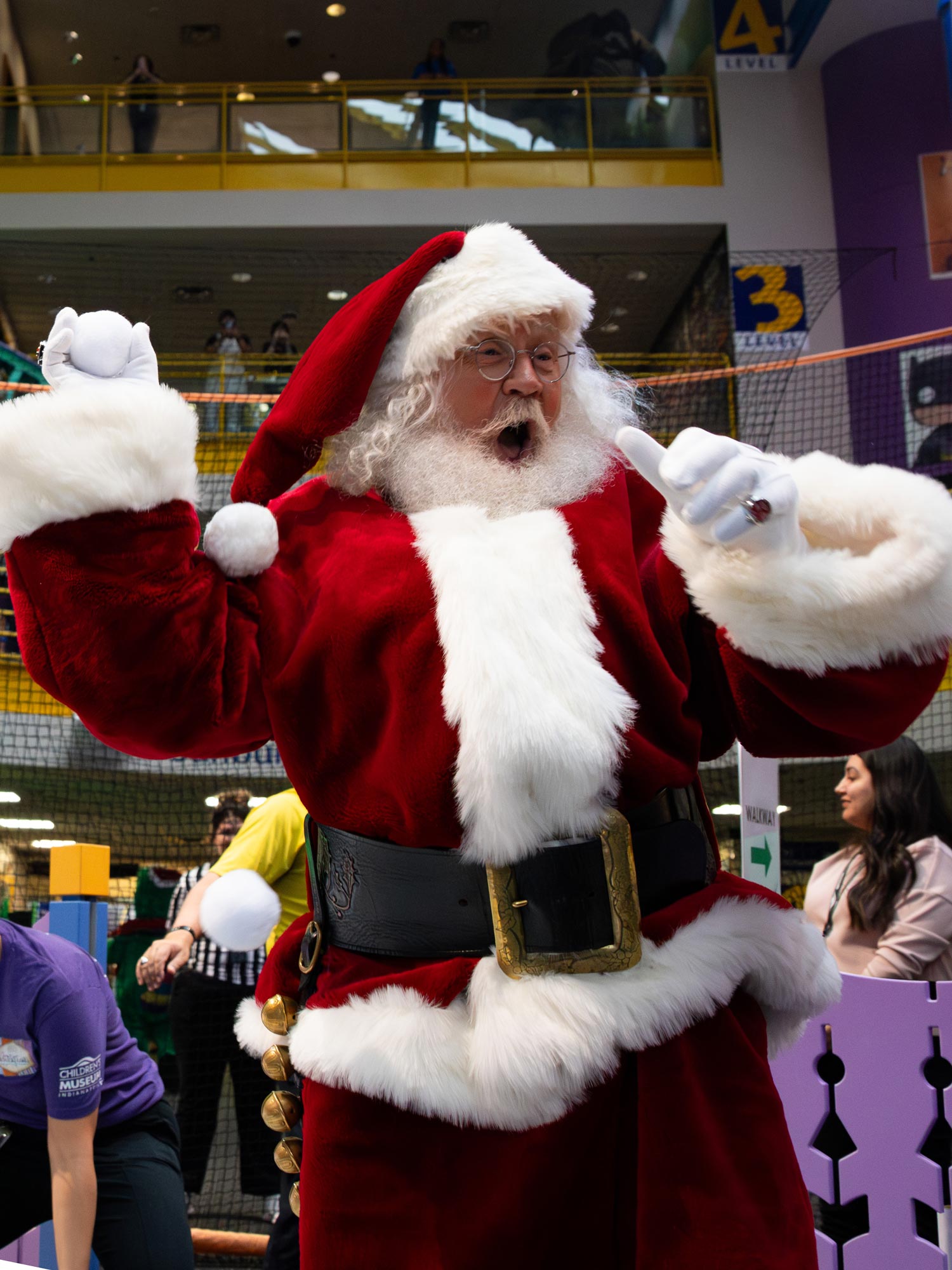 Santa throwing a snowball.