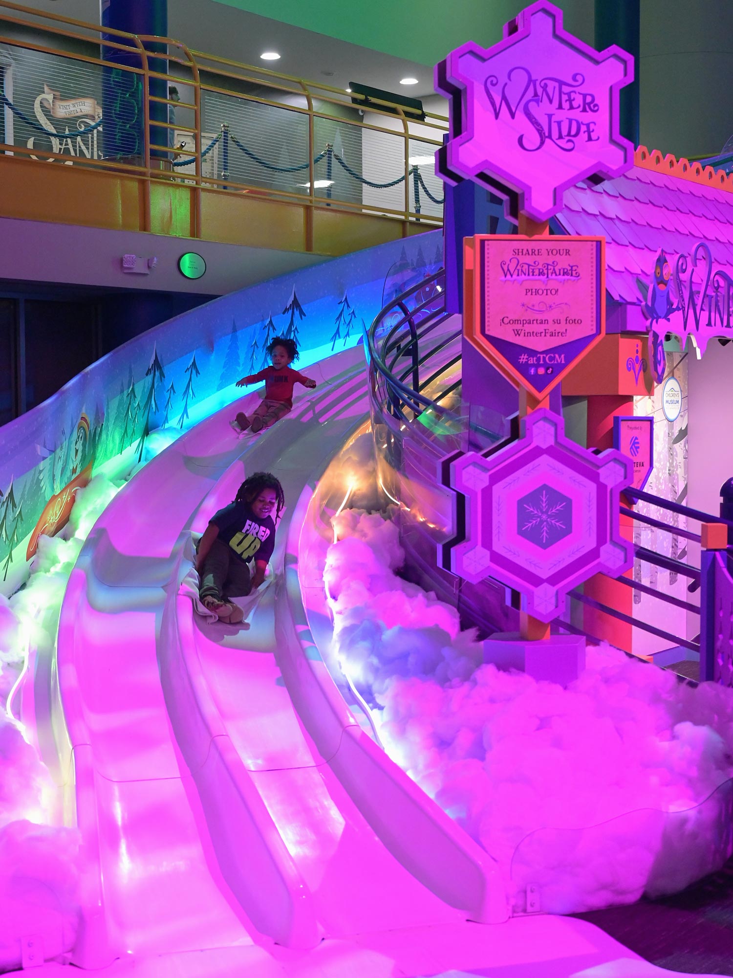 Guests sliding down WinterSlide.