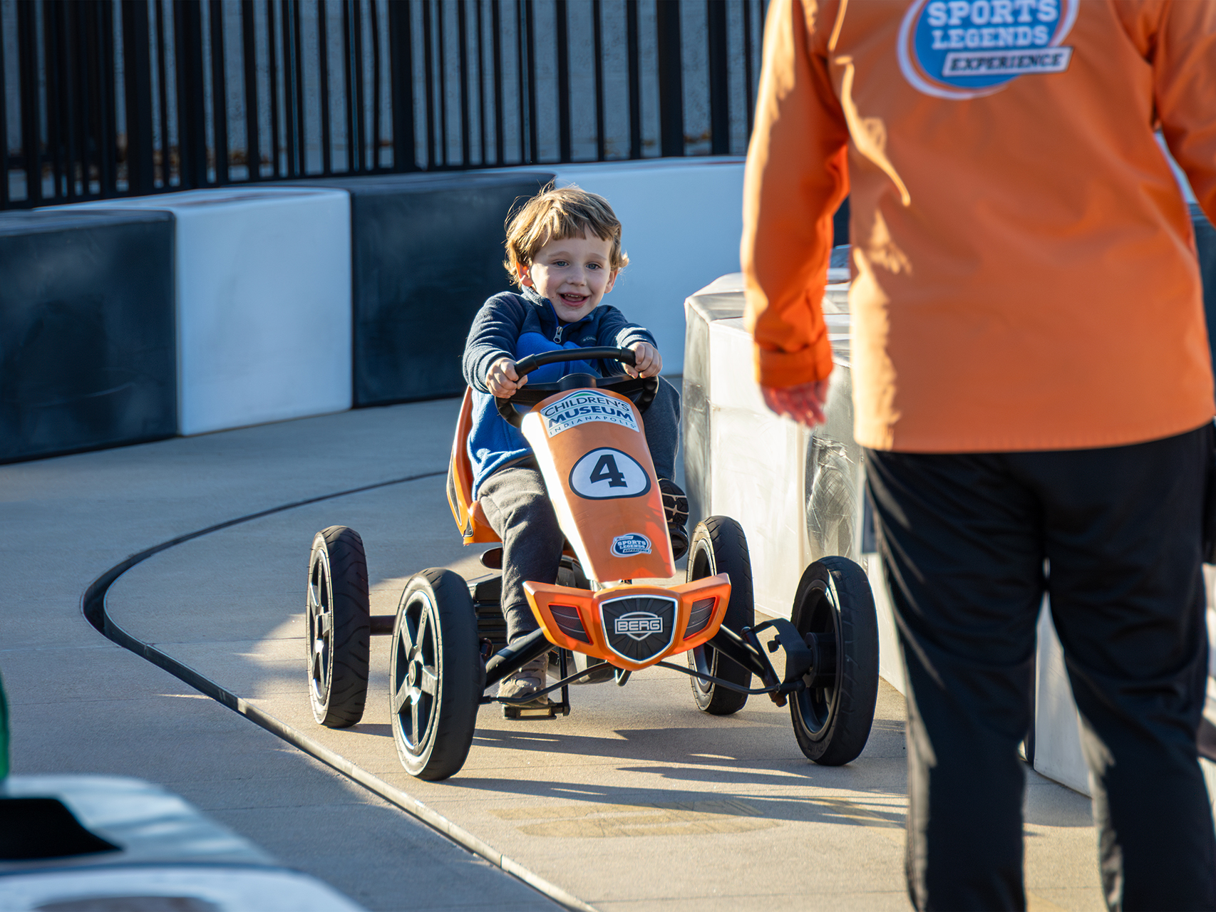 Child racing pedal car.