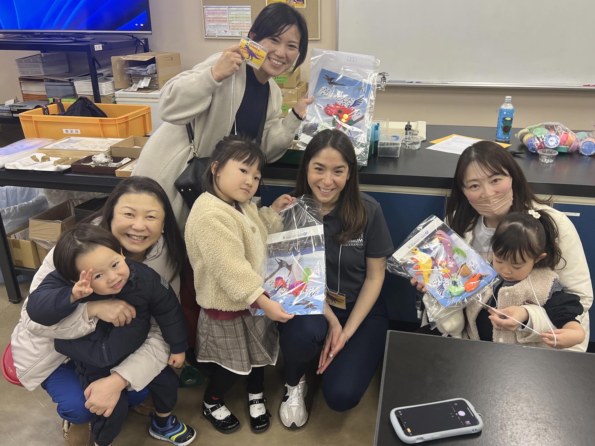 Elyse with Create-A-Saurus participants.
