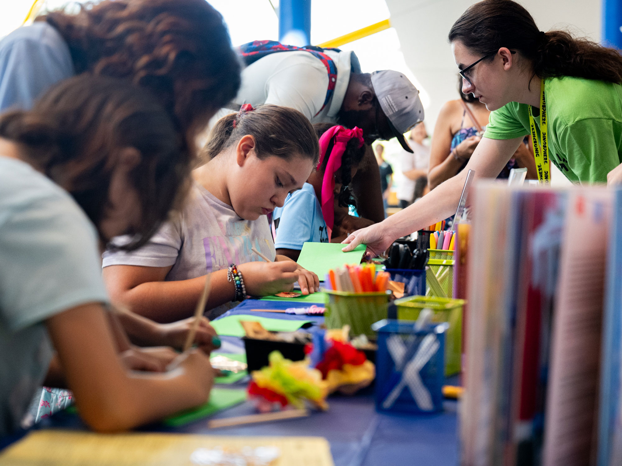 Children participating in an activity during a free day at the museum.