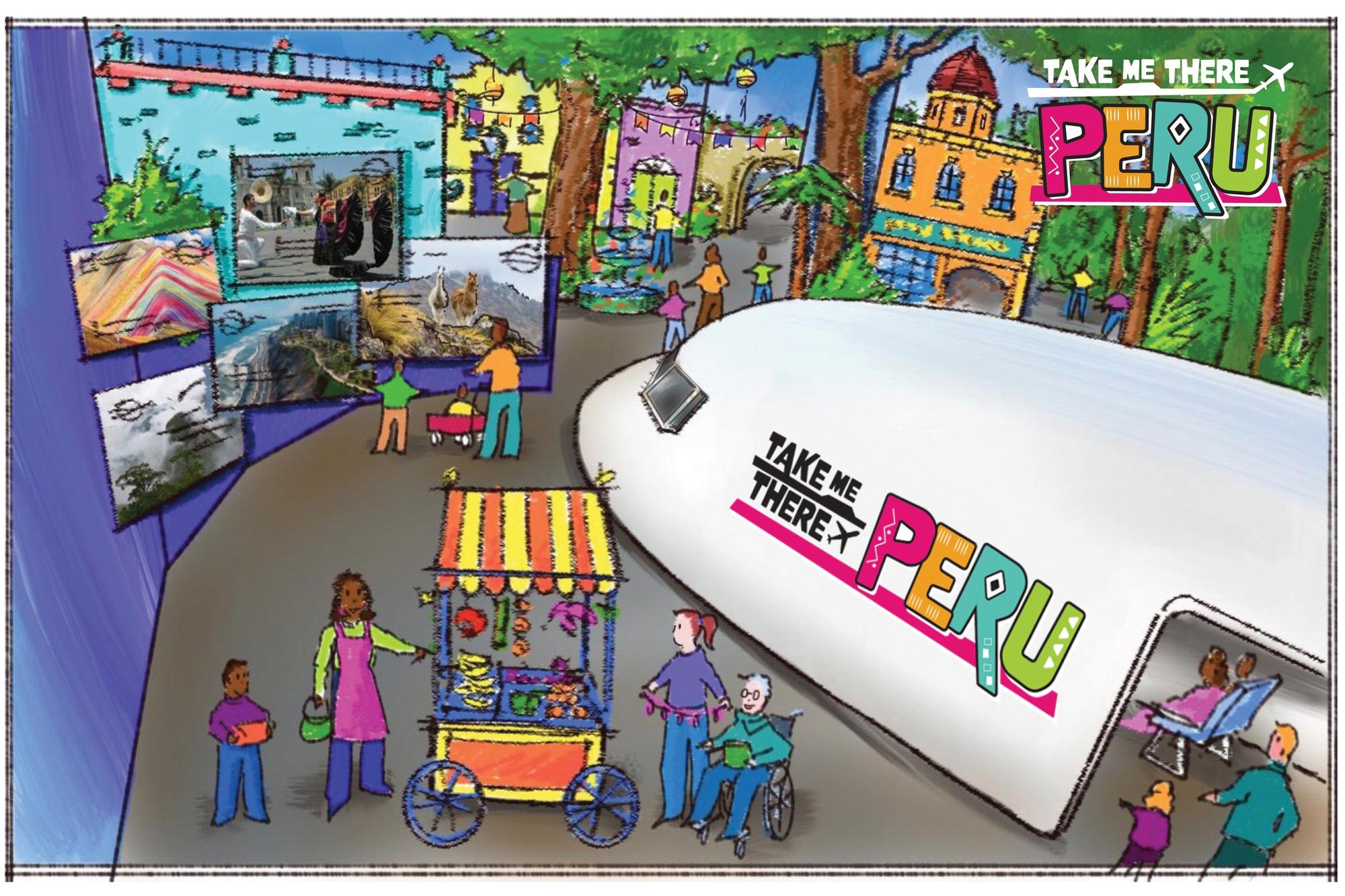 Concept drawing of Take Me There: Peru.