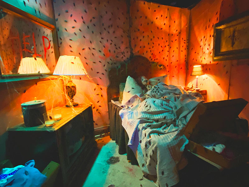 Rooms with a BOO and bugs in the Hotel of Spells Haunted House at The Children's Museum of Indianapolis