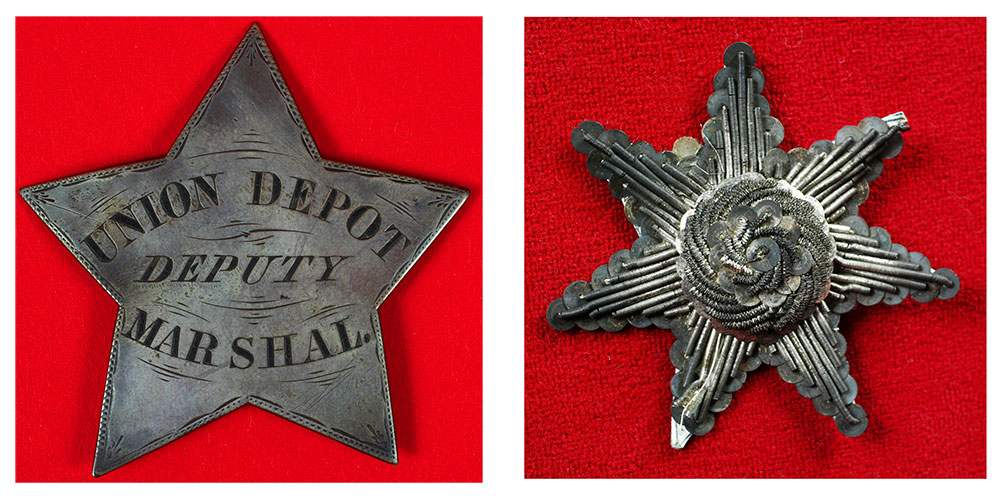Badge and star from Abraham Lincoln's funeral train procession