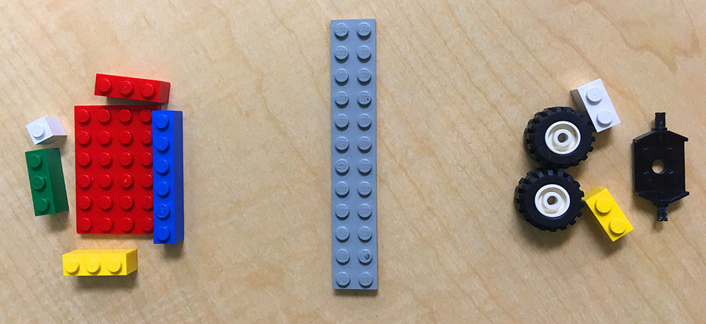 Plastic bricks for basic catapult