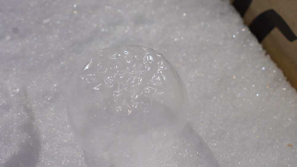 Frozen bubbles on snow