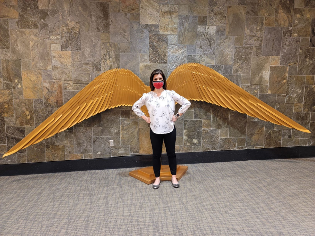 Photo op with Wonder Woman's wings at The Children's Museum