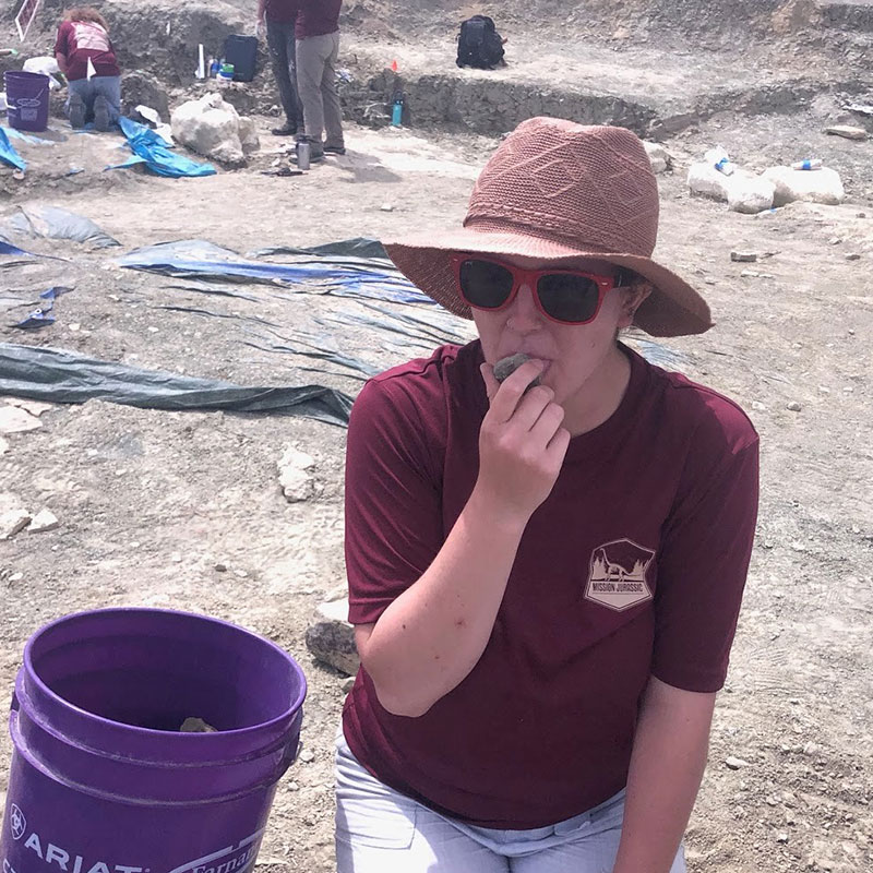Isabel Capdevila-Slater at the Mission Jurassic dig site