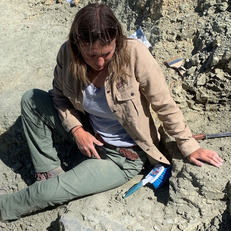 Lindsey Powell at the Mission Jurassic dig site