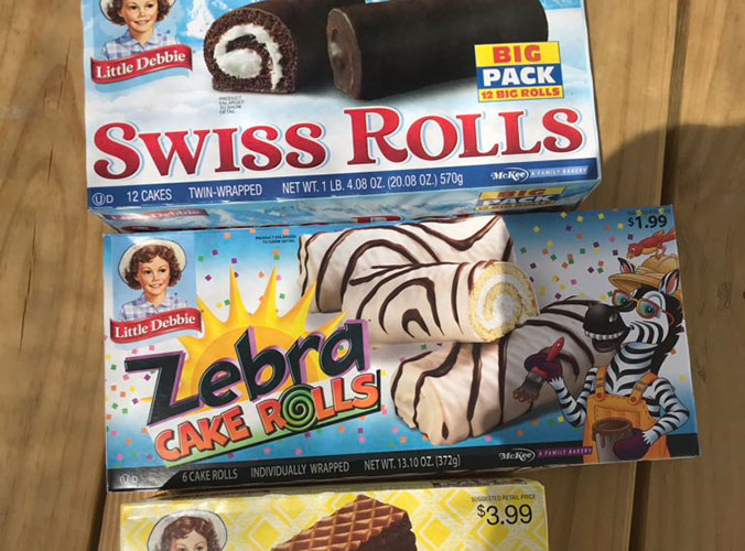 Swiss Rolls, Zebra Cake Rolls, and Nutty Bars