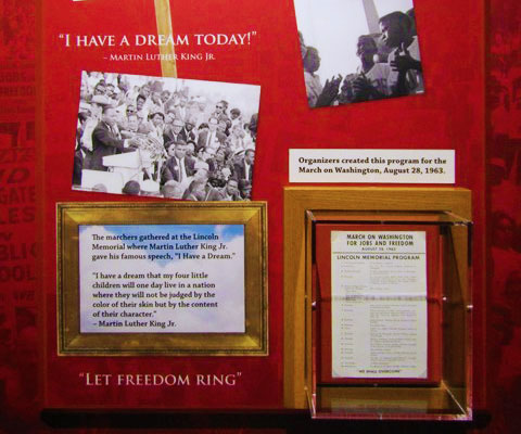 Martin Luther King Jr. display in the Ruby Bridges gallery inside The Power of Children exhibit at The Children's Museum of Indianapolis