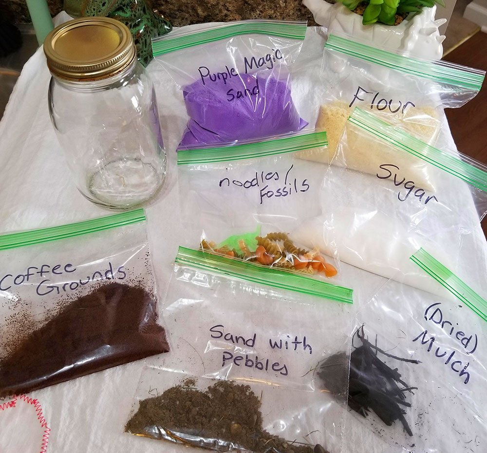 Materials for Mason Jar Stratigraphy for Museum at Home with The Children's Museum of Indianapolis