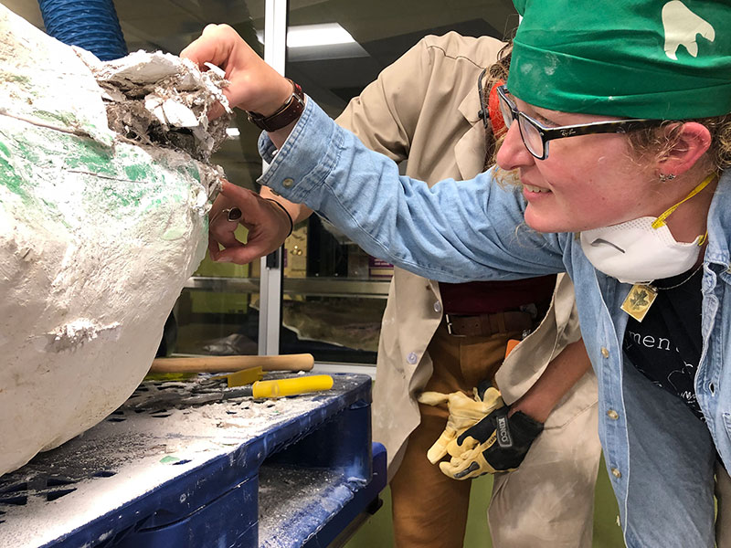 Mission Jurassic fossil prep work in the Jurassic Paleo Prep Lab at The Children's Museum of Indianapolis