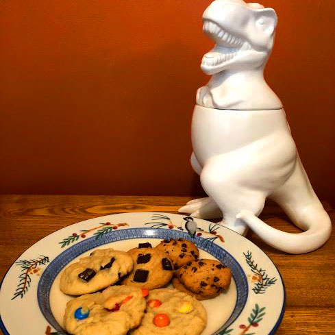 Cookies and T. rex cookie jar for Museum at Home with The Children's Museum of Indianapolis