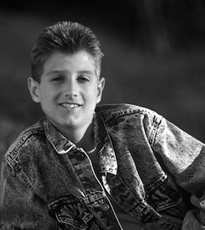 Black and white photo of Ryan White