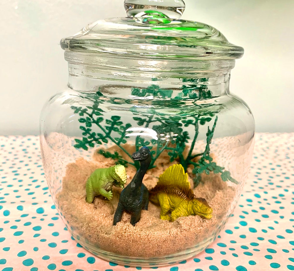 DIY terrarium centerpiece birthday idea from Events and Rentals for Museum at Home with The Children's Museum of Indianapolis