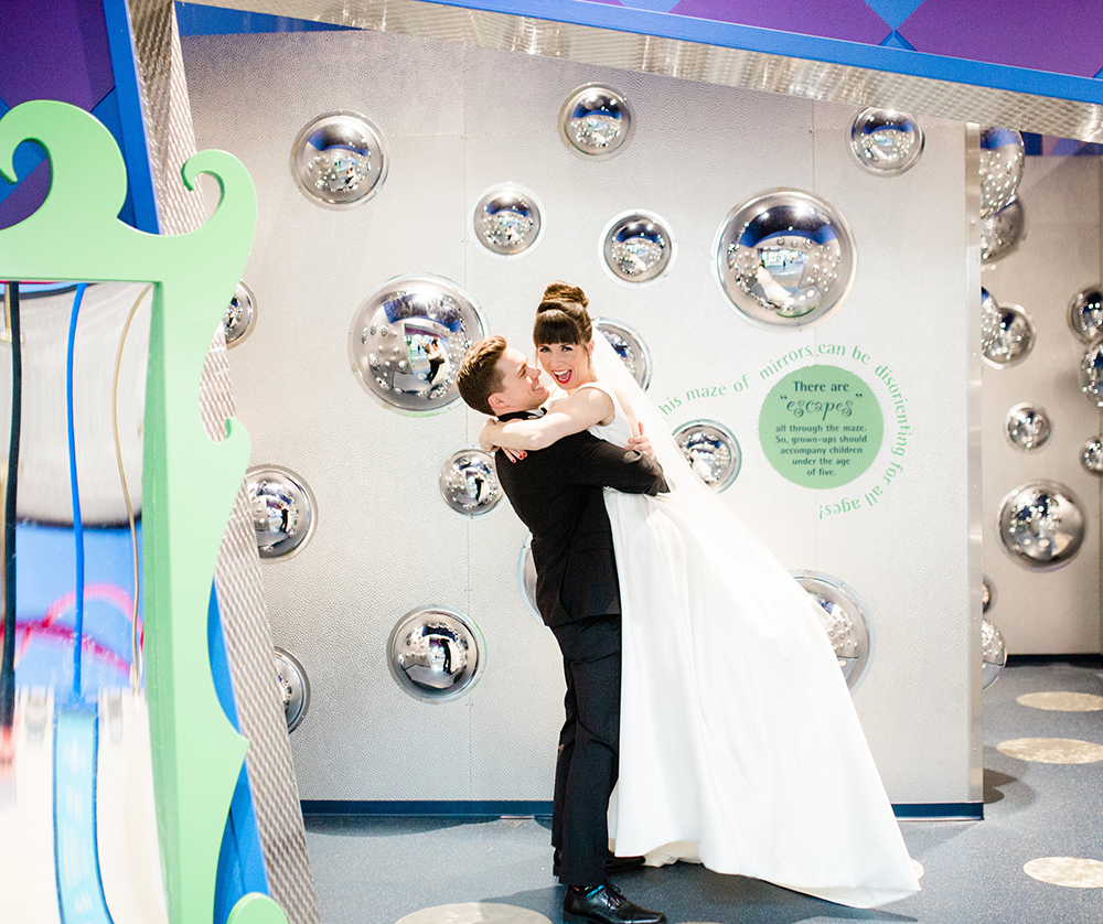 Married couple in Carousel Wishes and Dreams at The Children's Museum of Indianapolis