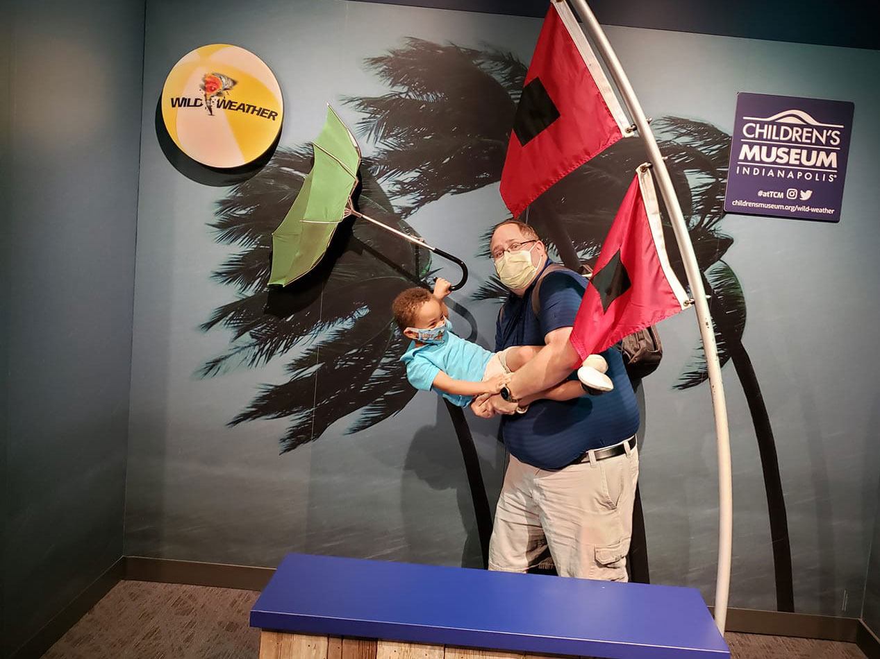 Photo op inside the Wild Weather exhibit at The Children's Museum of Indianapolis