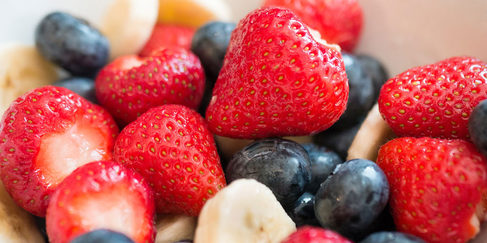 Strawberries, blueberries, and bananas are great on a stick!