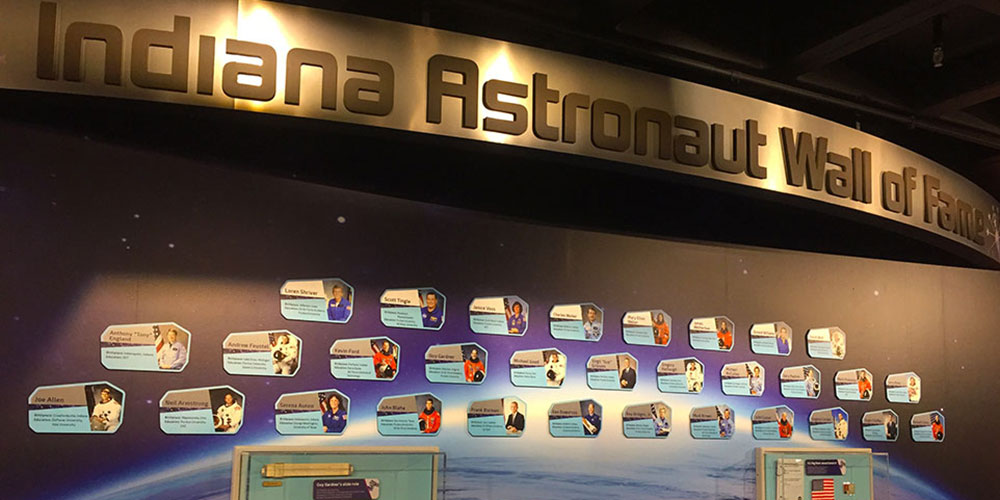 Indiana Astronaut Wall of Fame inside Beyond Spaceship Earth at The Children's Museum of Indianapolis