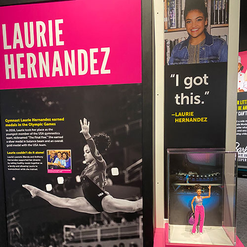 Role Model Laurie Hernandez in Barbie You Can Be Anything: The Experience at The Children's Museum of Indianapolis