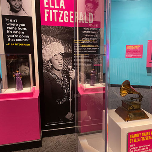 Ella Fitzgerald display in Barbie You Can Be Anything: The Experience at The Children's Museum of Indianapolis